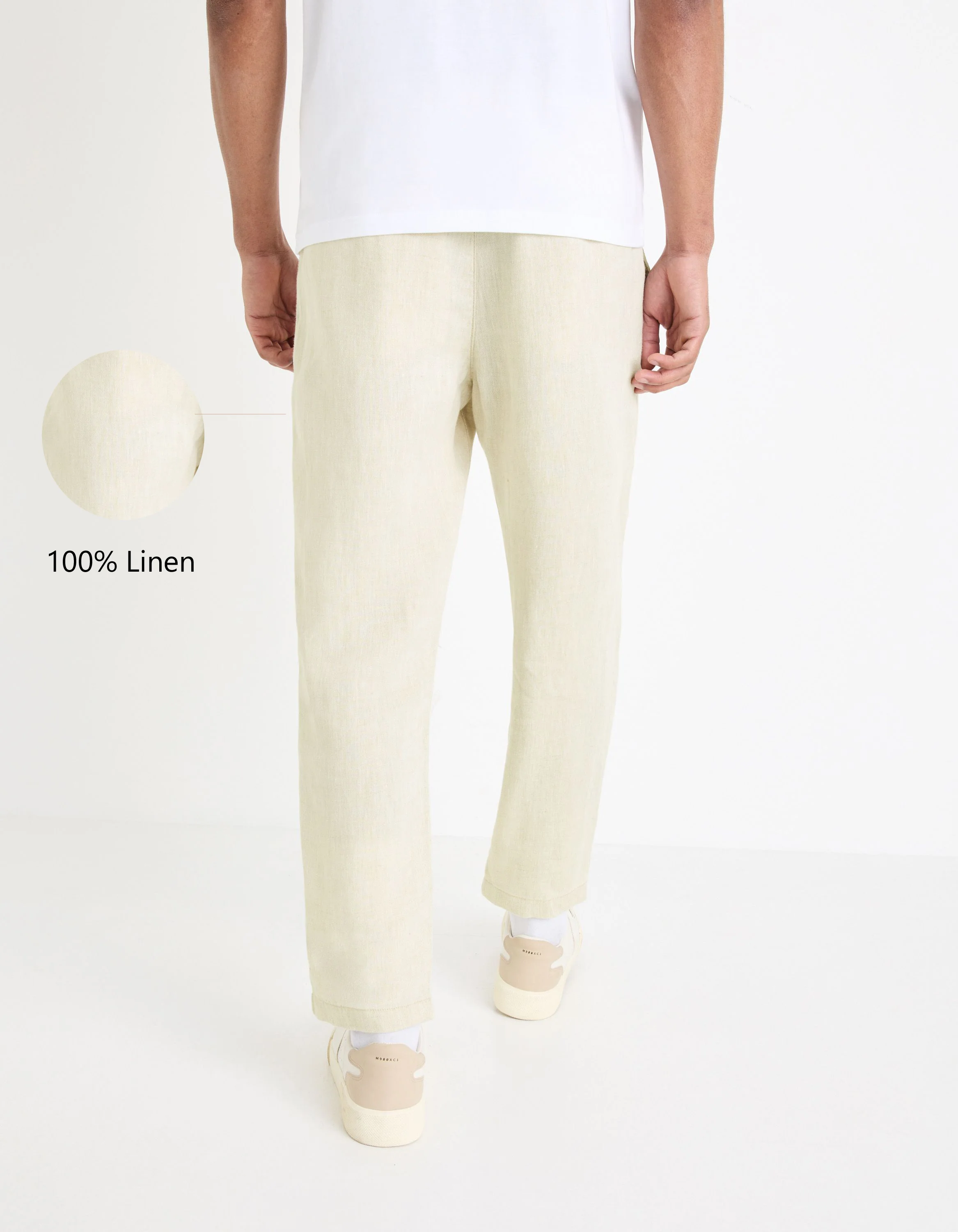 Celio* Linen Regular Fit Off White Trouser - Image 3