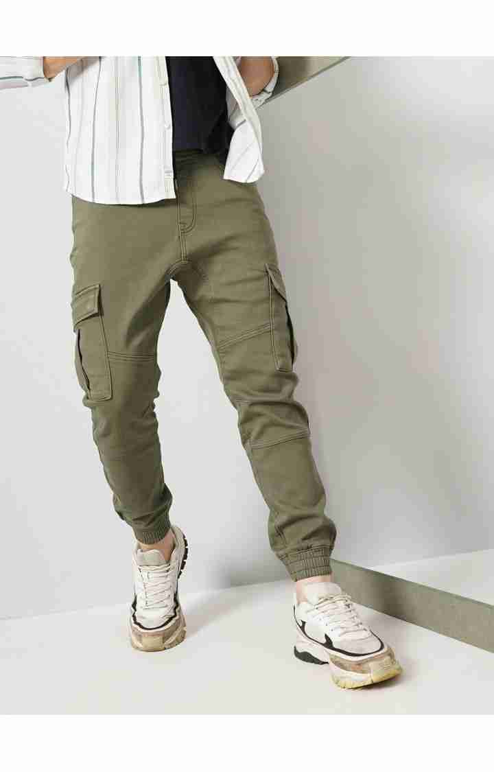 Celio* Cotton-Poly-Blend Regular Fit Olive Trouser - Image 3