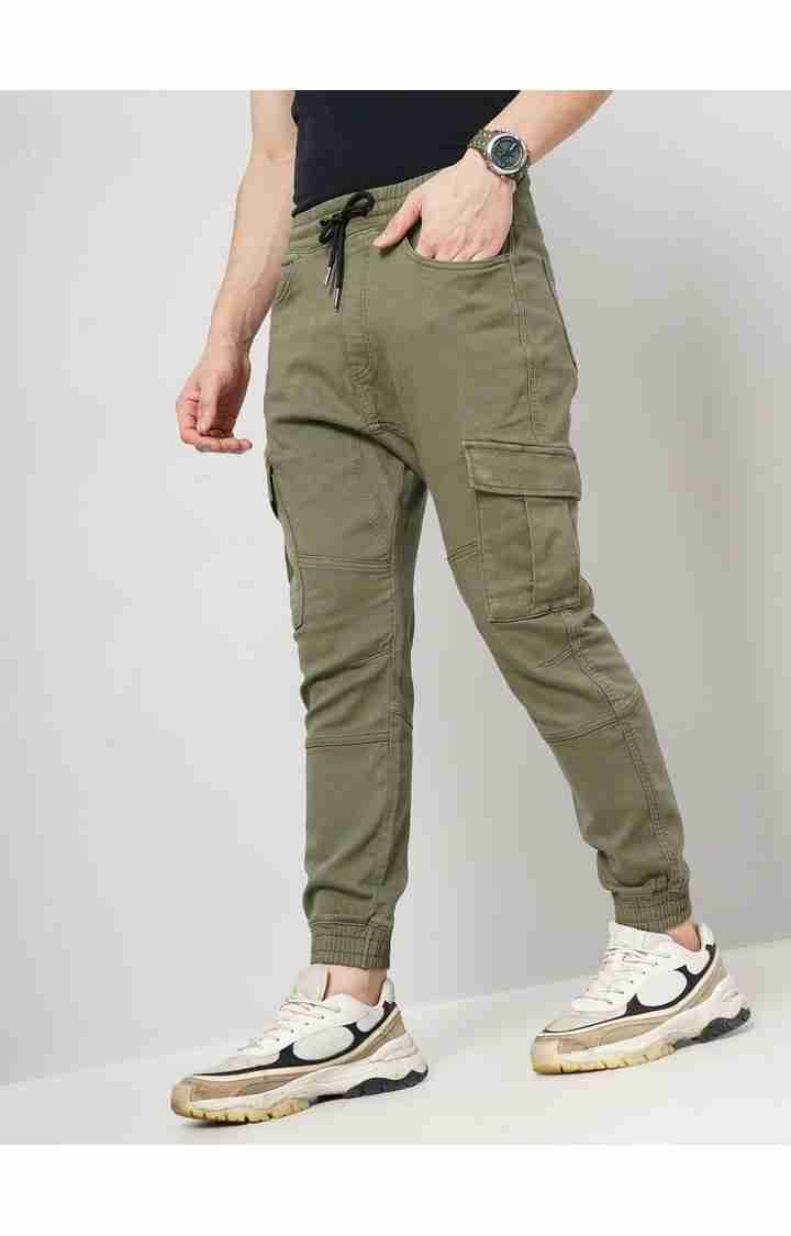 Celio* Cotton-Poly-Blend Regular Fit Olive Trouser - Image 4