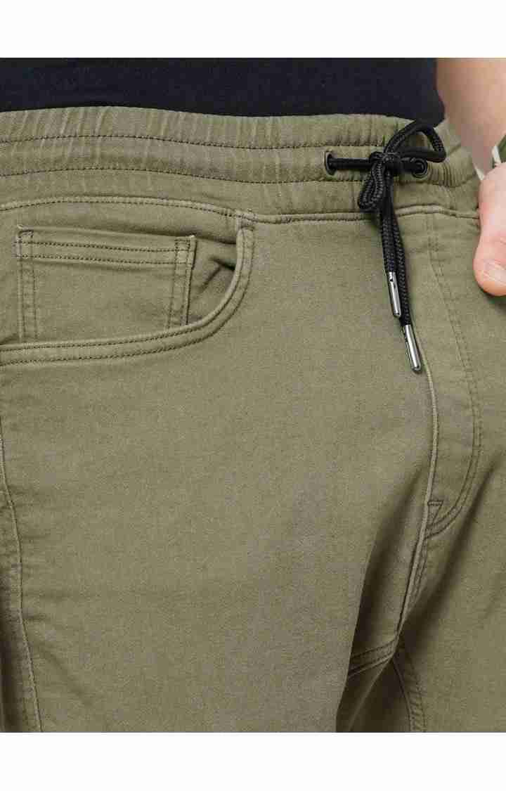 Celio* Cotton-Poly-Blend Regular Fit Olive Trouser - Image 5