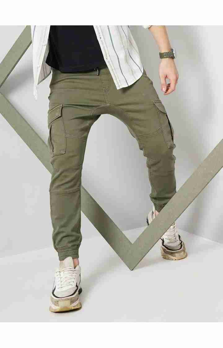 Celio* Cotton-Poly-Blend Regular Fit Olive Trouser - Image 7