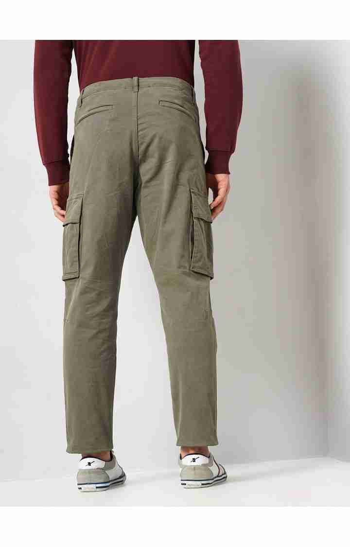 Celio* Cotton-Blend Jogger Fit Olive Trouser - Image 3