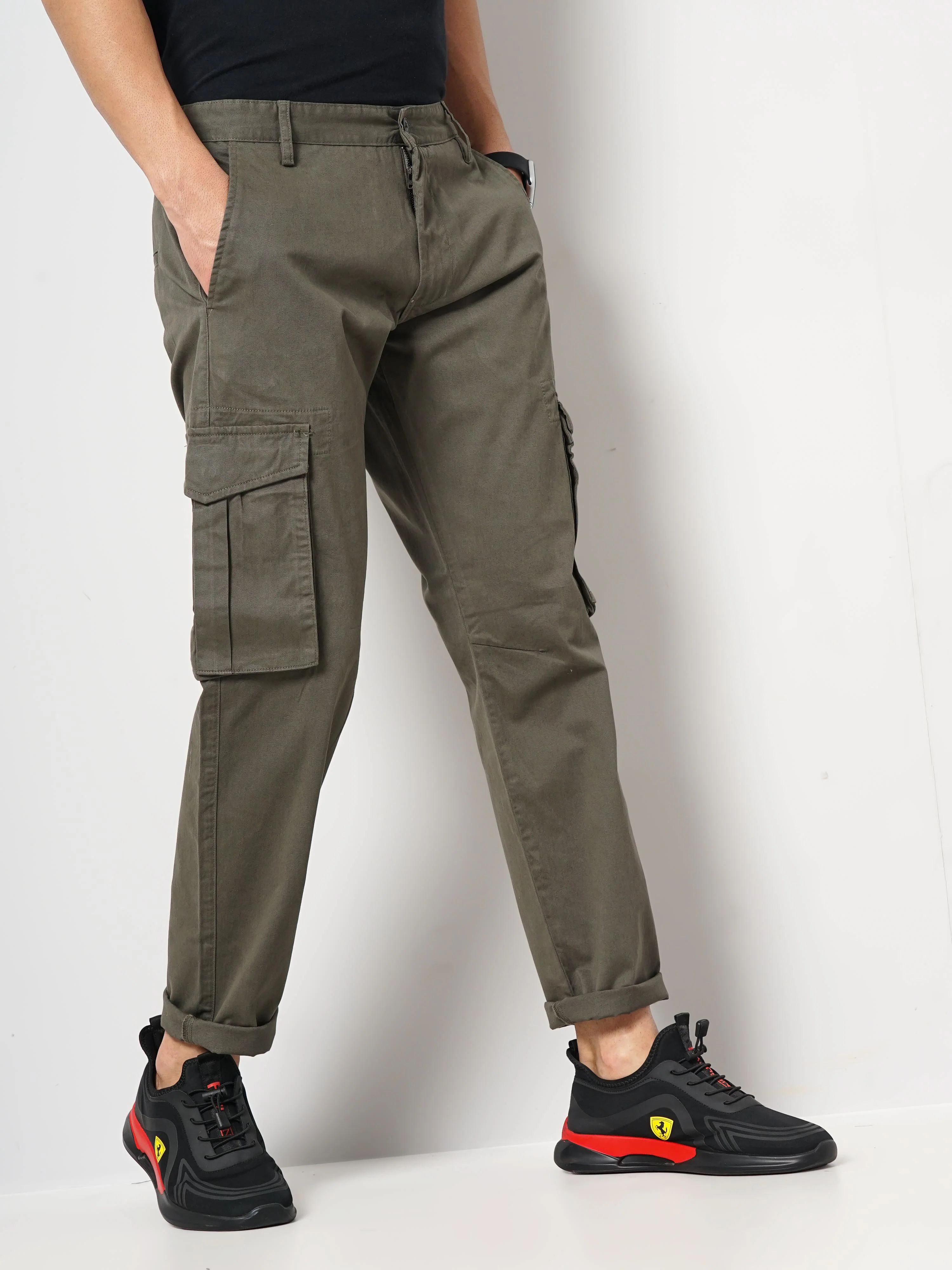 Celio* Cotton Jogger Fit Olive Trouser - Image 6