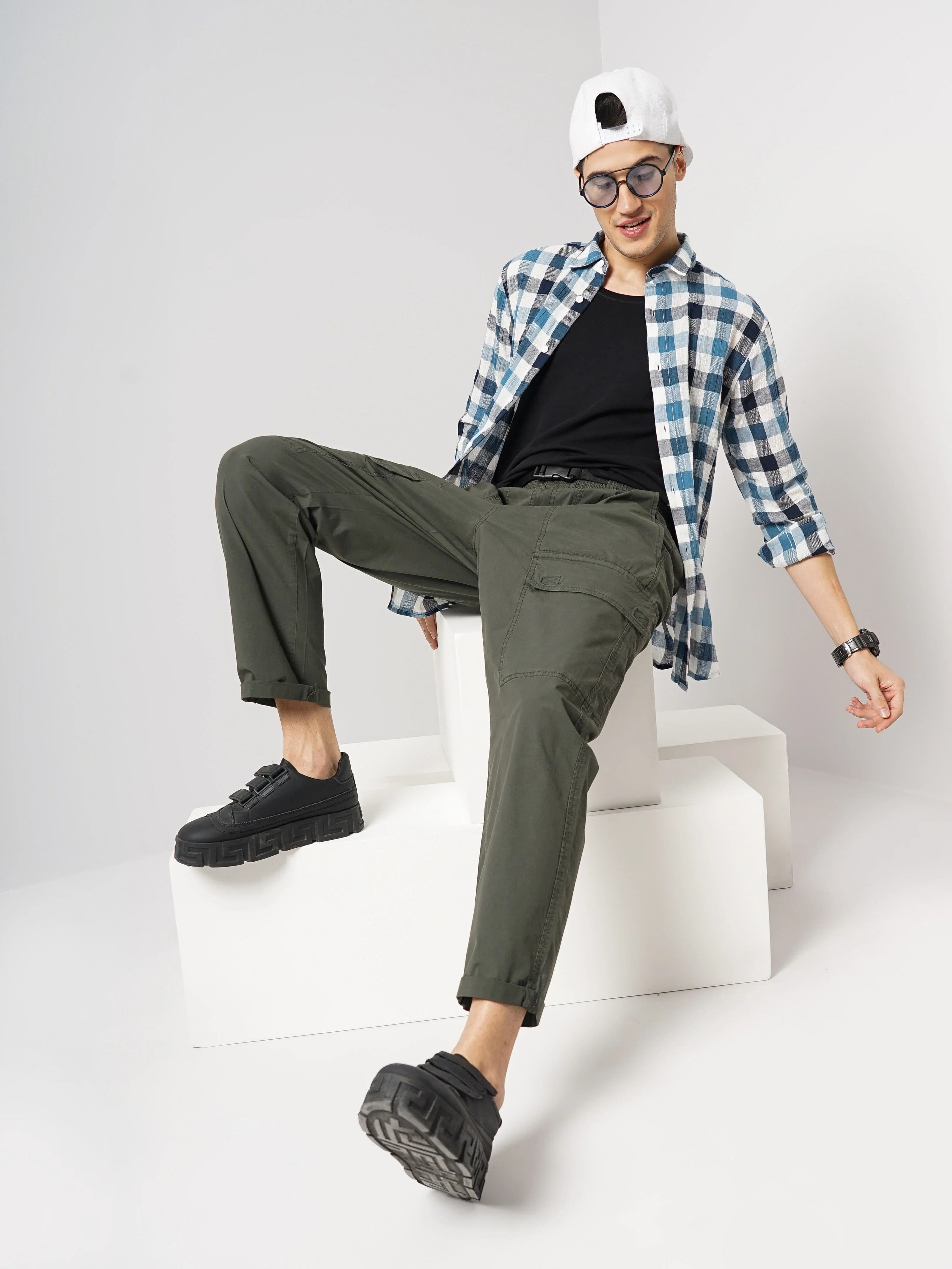 Celio* Cotton Regular Fit Olive Trouser - Image 5