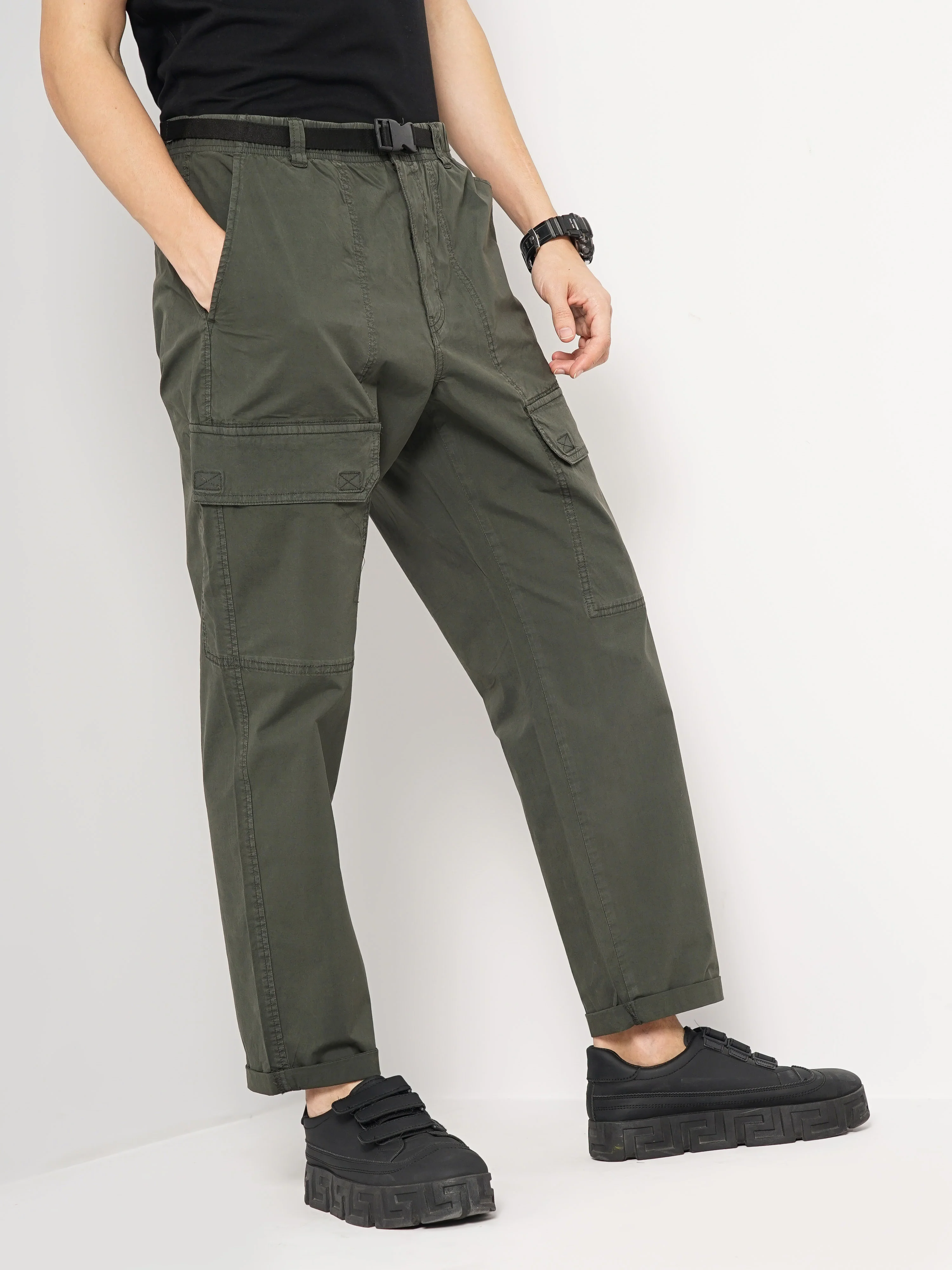 Celio* Cotton Regular Fit Olive Trouser - Image 8