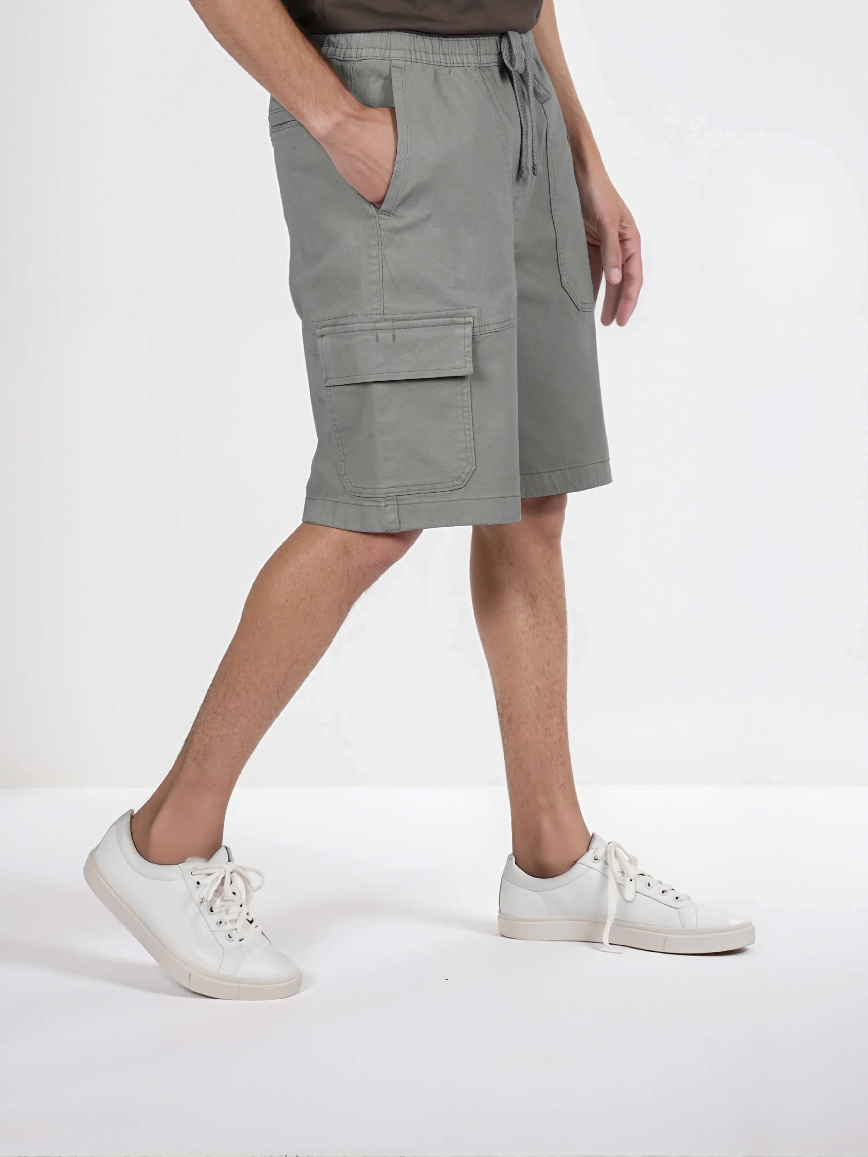 Celio* Cotton Straight Fit Olive Cargo - Image 3