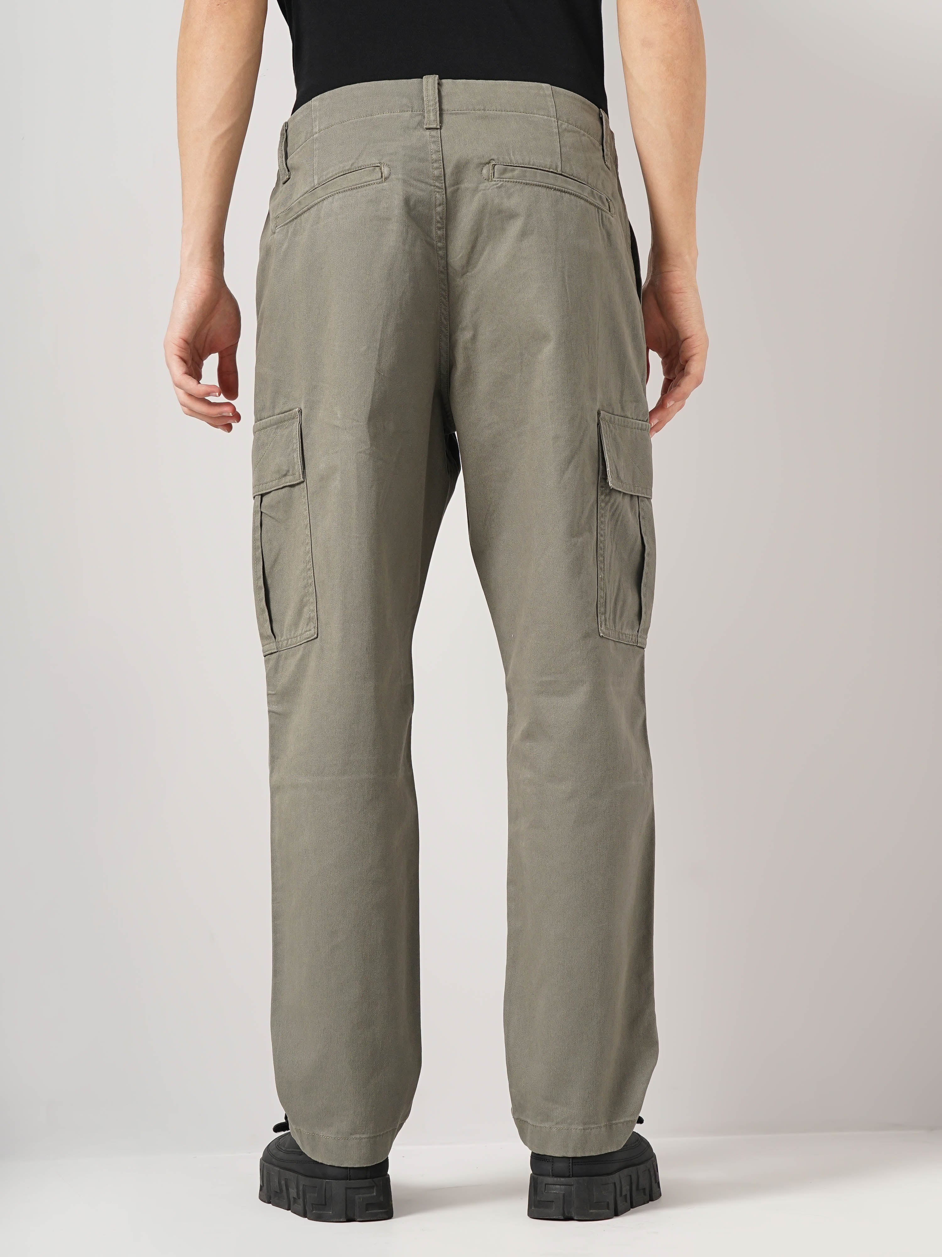 Celio* Cotton Straight Fit Olive Trouser - Image 3