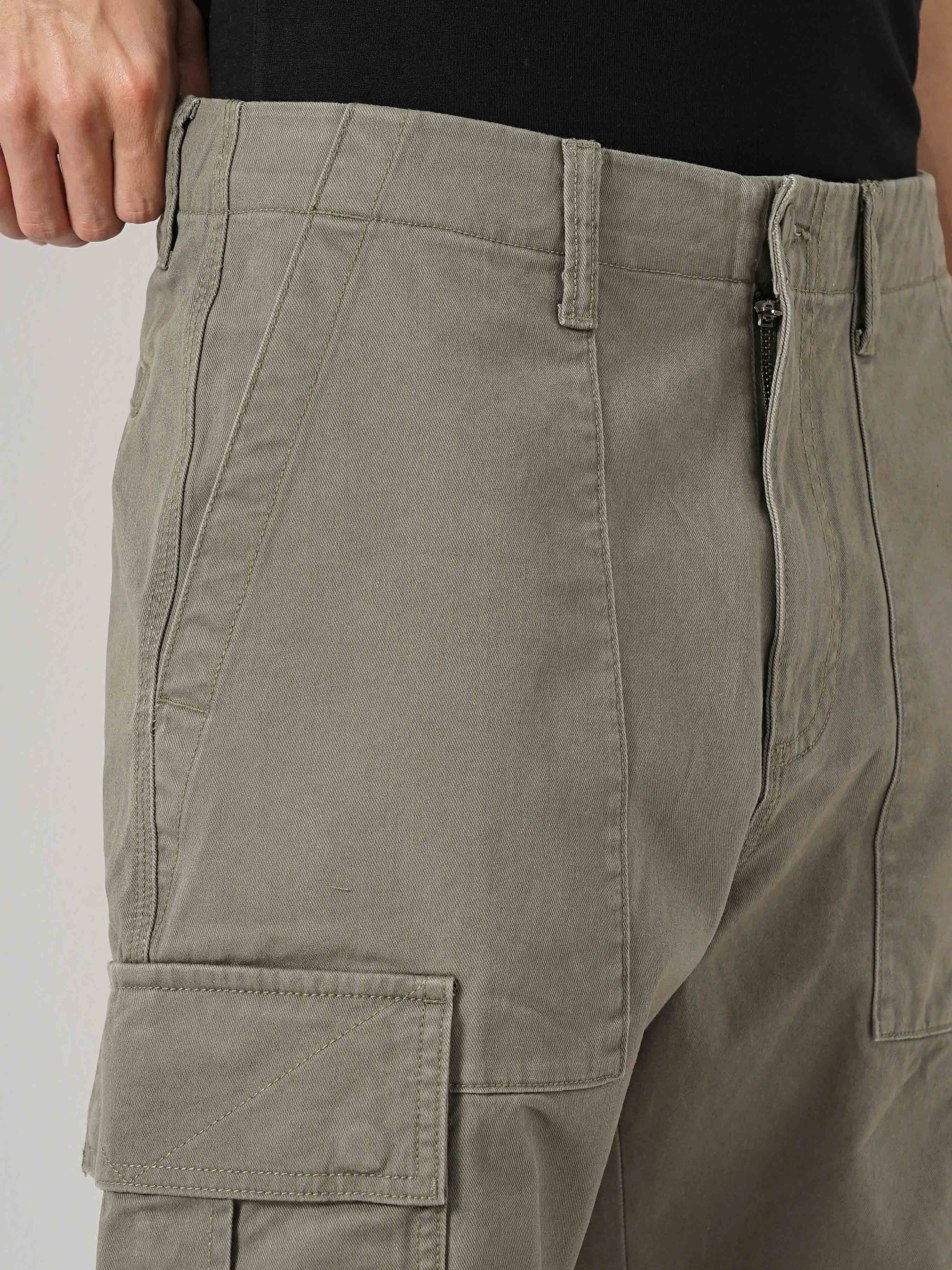 Celio* Cotton Straight Fit Olive Trouser - Image 4