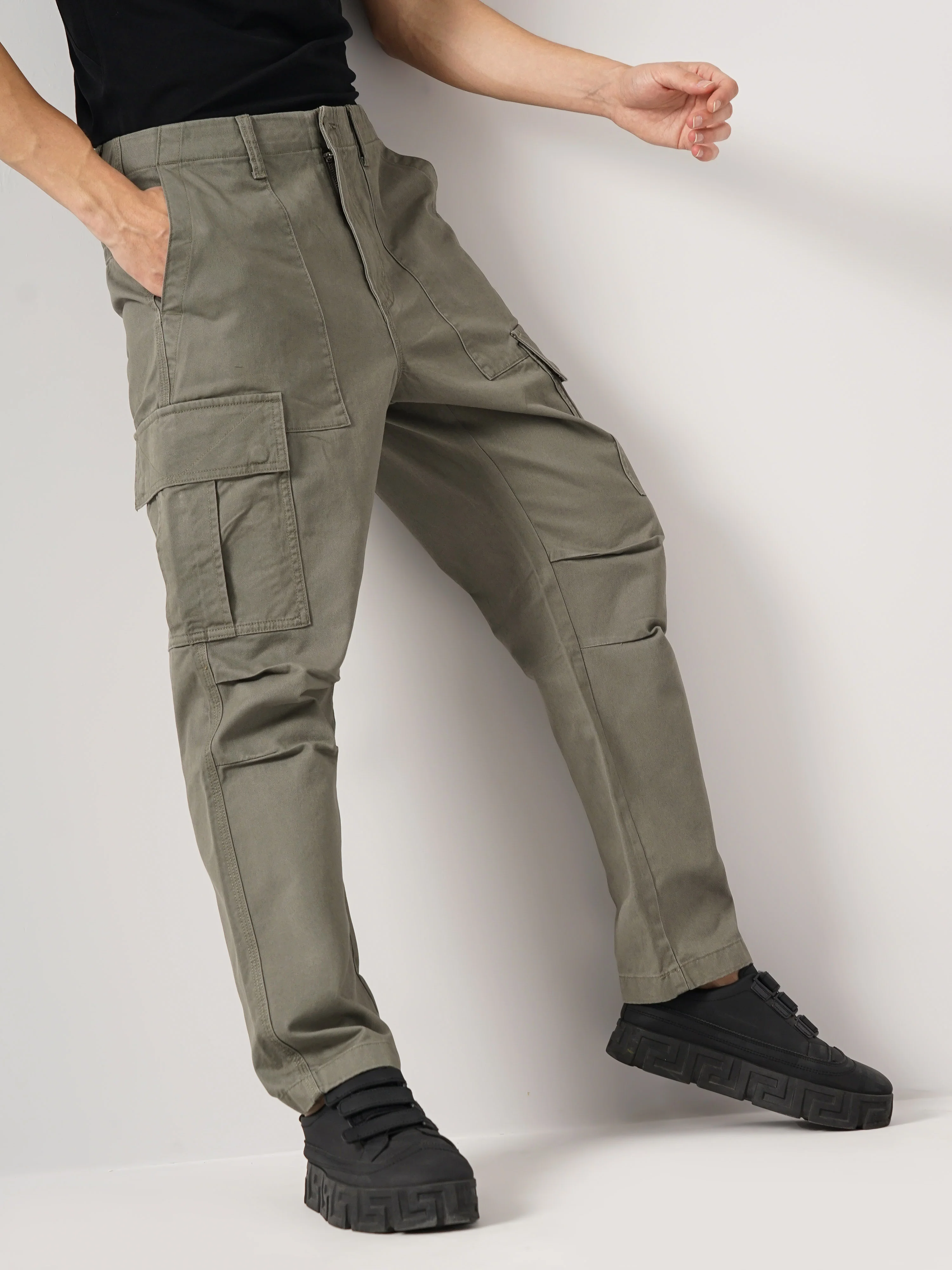 Celio* Cotton Straight Fit Olive Trouser - Image 8