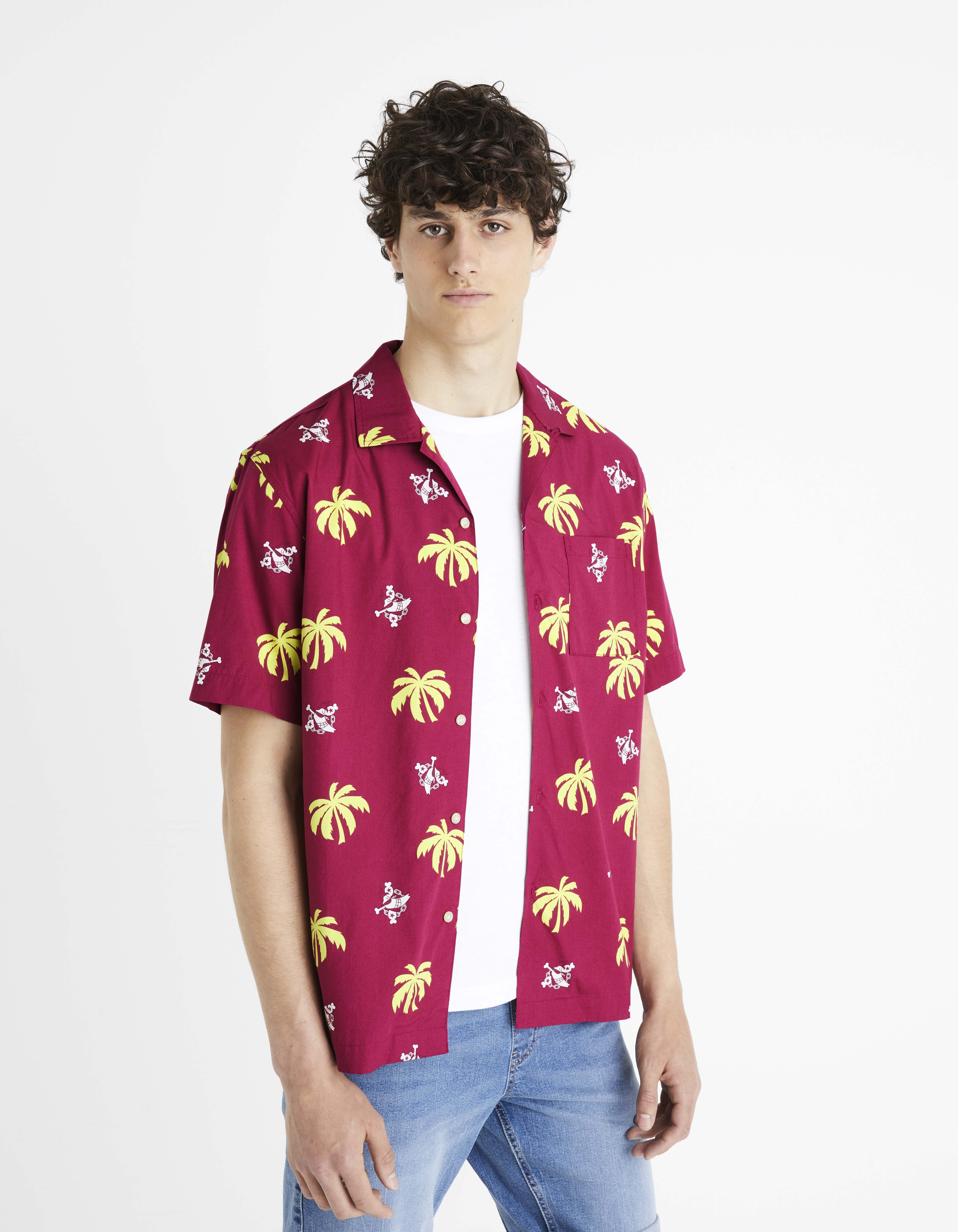 Celio* One - Piece Regular Fit Cotton Pink Shirt - Image 3