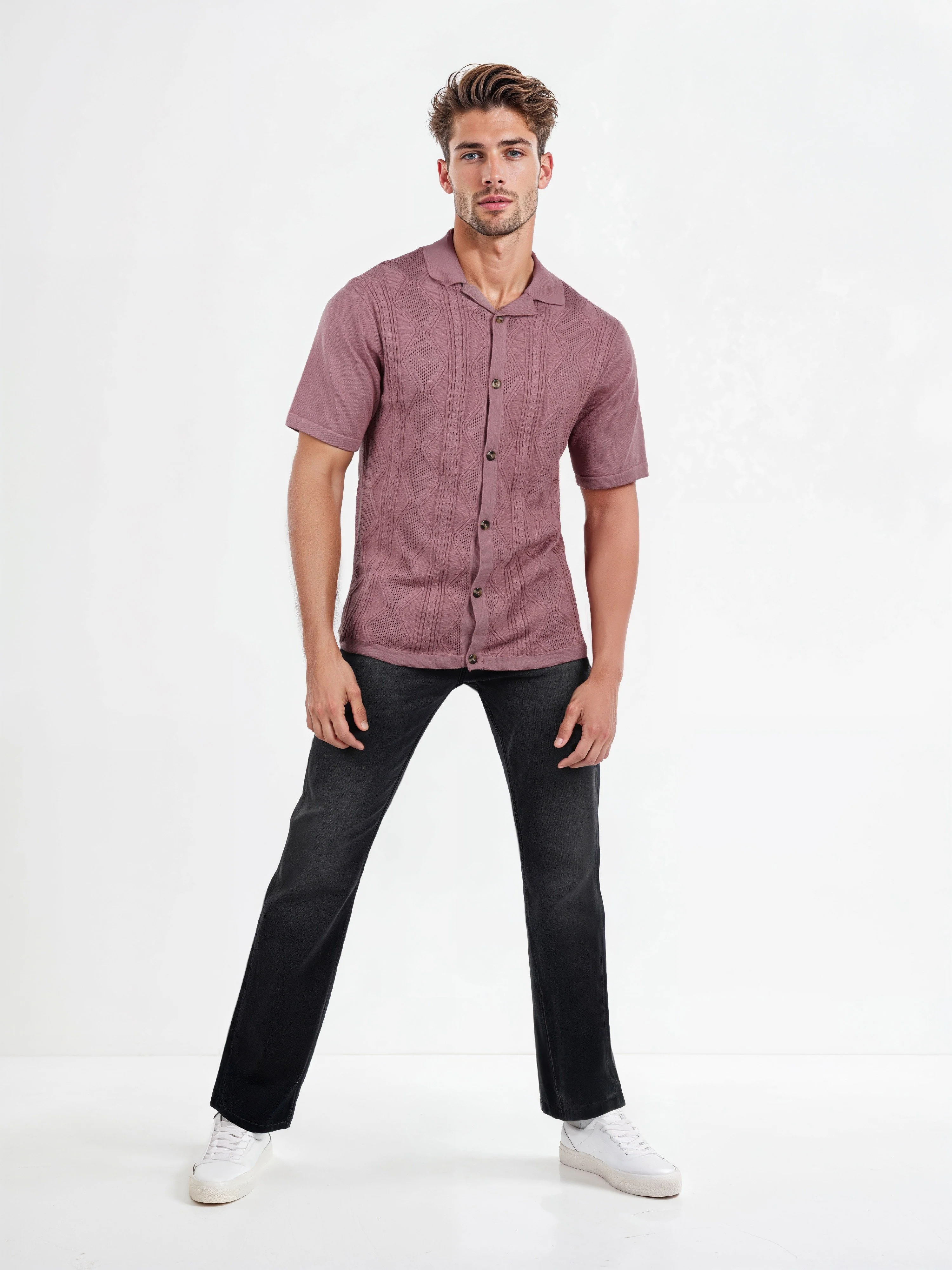 Celio* Solid Regular Fit Cotton Pink T-Shirts - Image 5