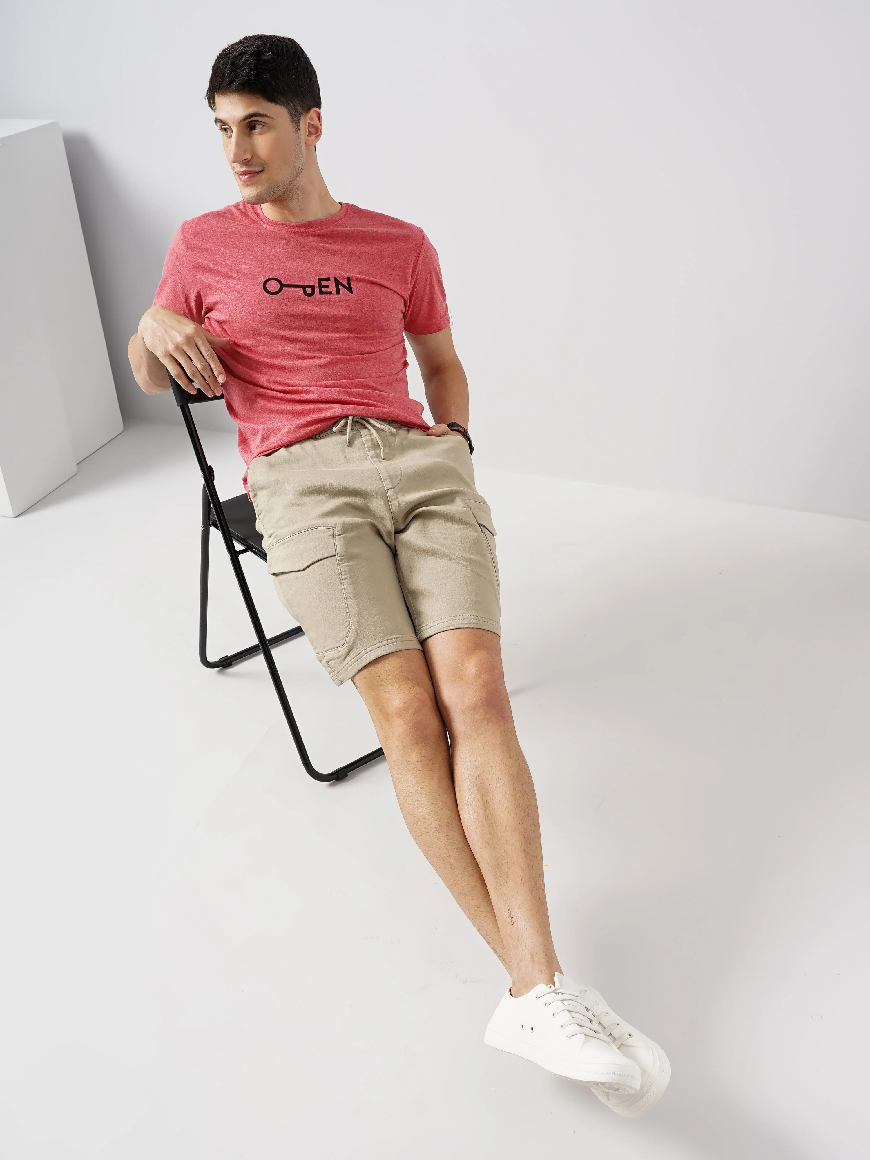 Celio* Cotton Regular Fit Beige Shorts - Image 5