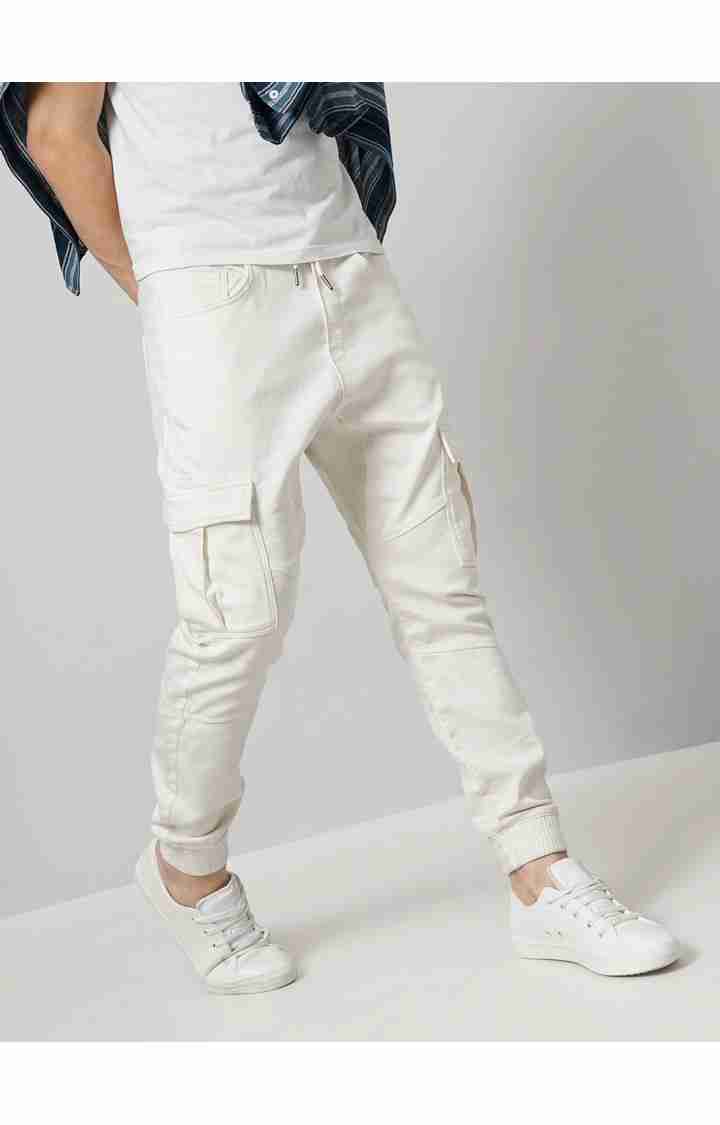 Celio* Cotton-Blend Regular Fit White Trouser - Image 3