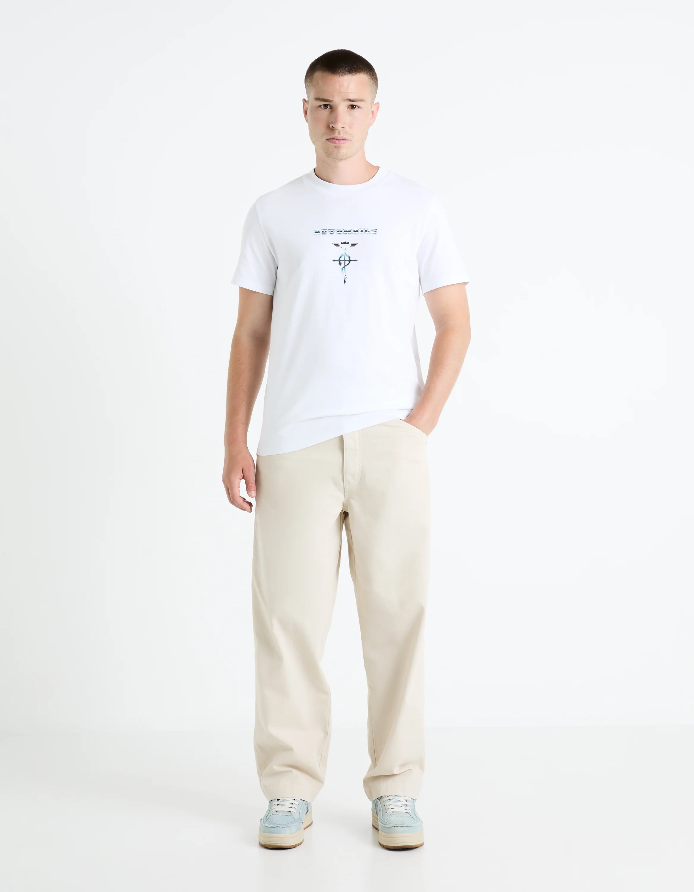 Celio* Fullmetal Alchemist Regular Fit Cotton White T-Shirts - Image 5