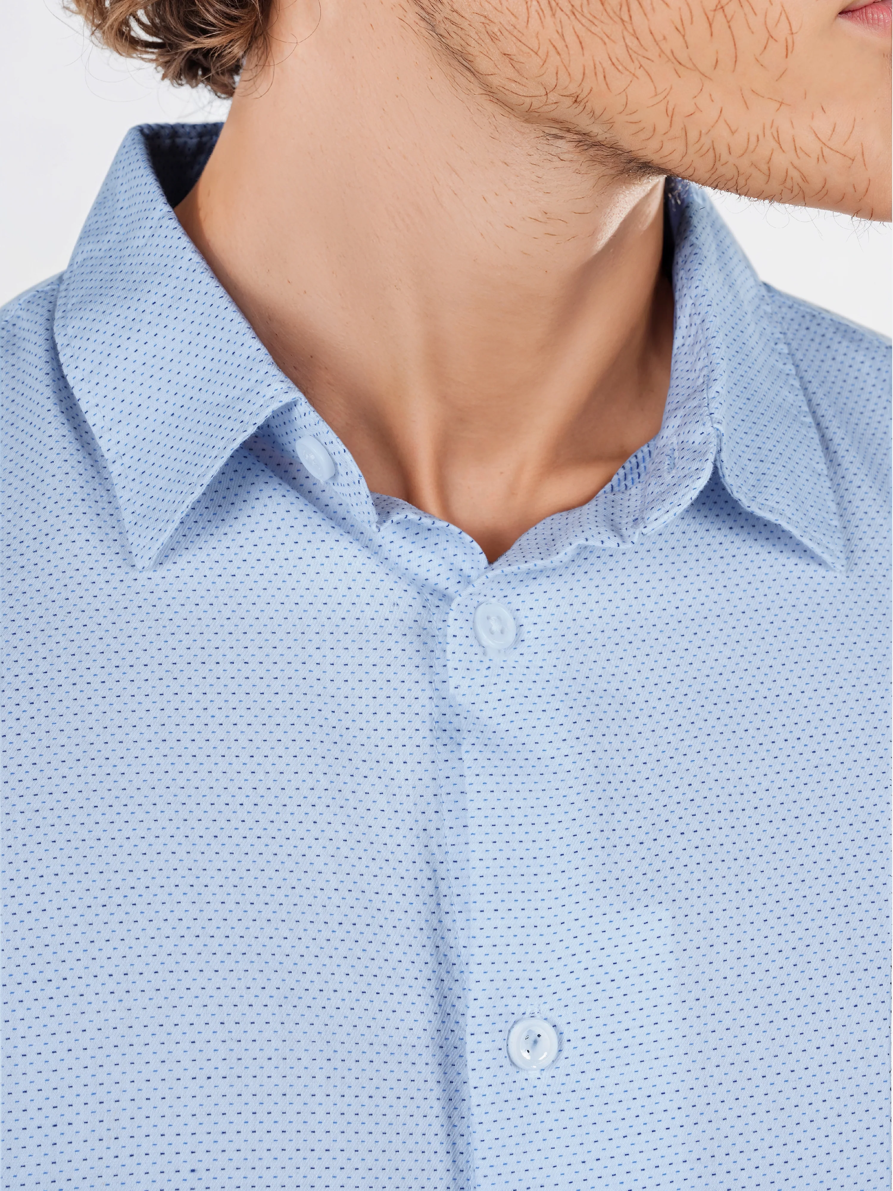 Celio* Solid Regular Fit Cotton Light Blue Shirts - Image 4