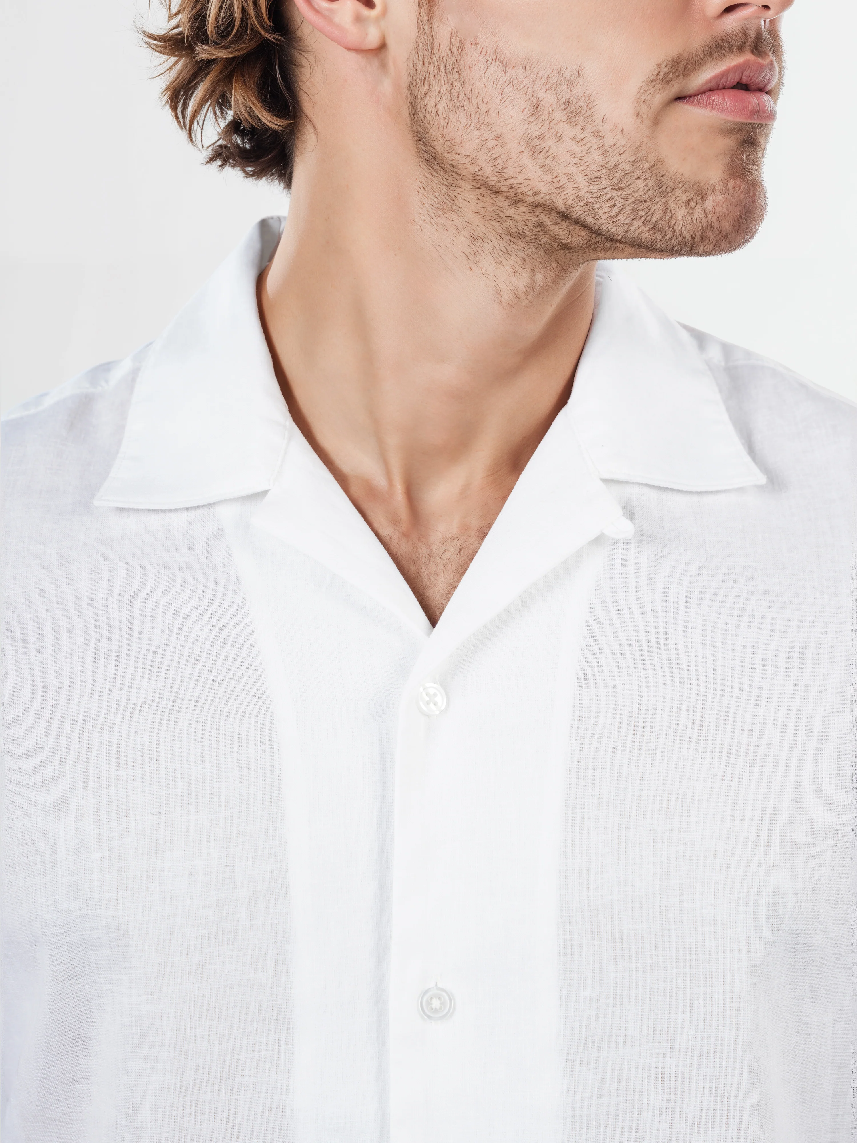 Celio* Solid Regular Fit Linen-Blend White Shirts - Image 9