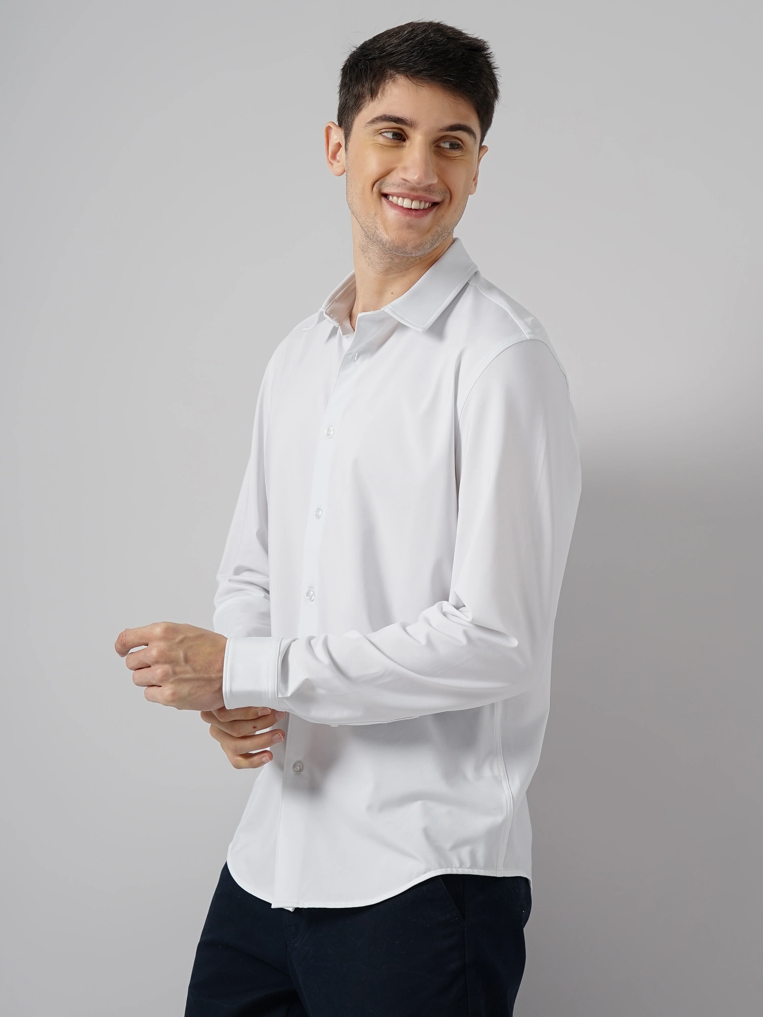 Celio* Solid Regular Fit Polyester White Shirt - Image 7