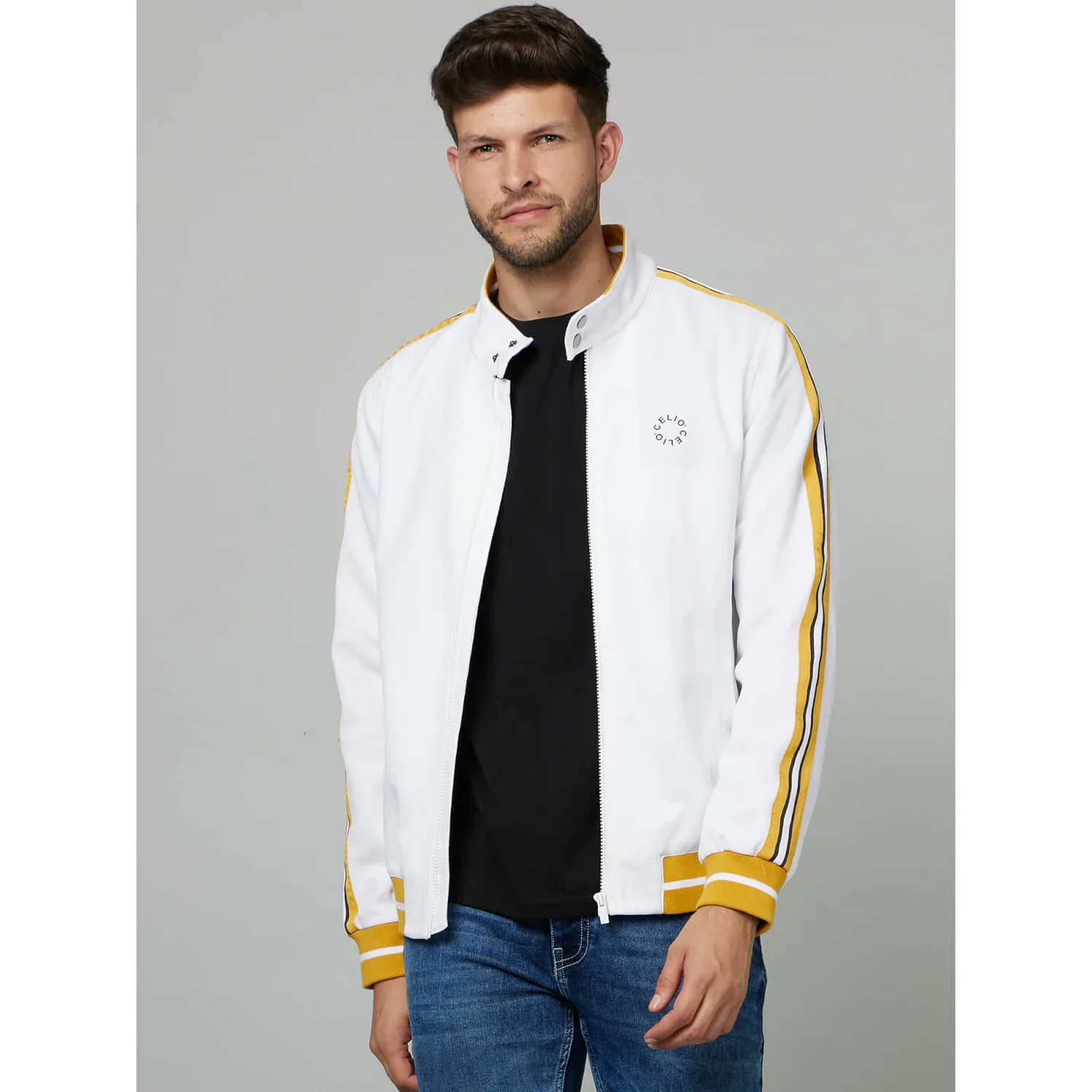 Celio* Solid Slim Fit Polyester White Jacket - Image 3